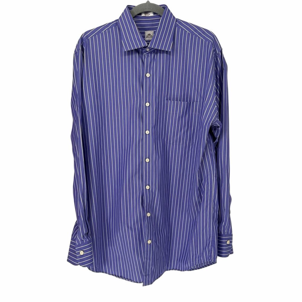 Peter Millar Purple Striped Long Sleeve Button Front Shirt Sz Large